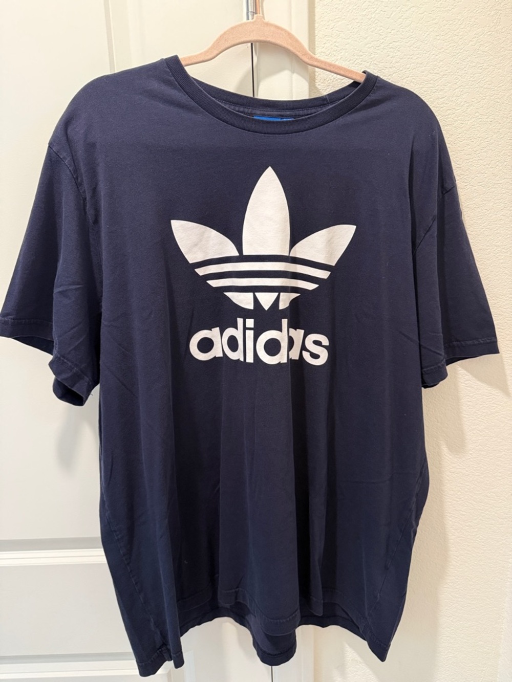 adidas Navy T-Shirt with White Trefoil Logo